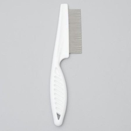 Comb with frequent teeth, 18 cm, plastic pen, white-1
