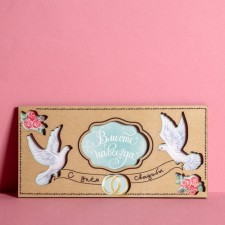 An envelope for money with a wooden element 