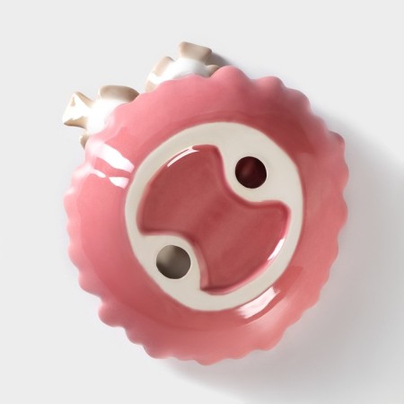 Ceramic dish "Doves on the flower", 13 × 13.5 × 3 cm, pink color-4