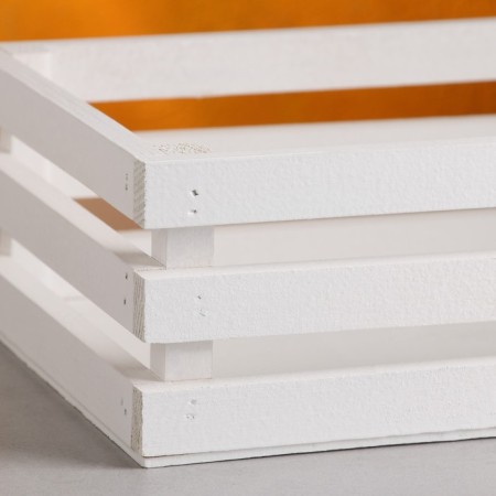 Wooden Kashpo 30 × 20 × 9.5 cm "Classic", three -strip, white give beautifully-3