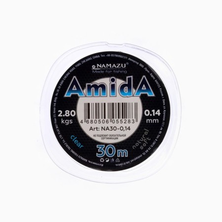 Namazu Amida fishing line, diameter 0.14 mm, test 2.8 kg, 30 m, transparent, 1 pc.