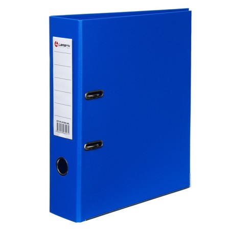 A4, 75 mm, Lamark, PVC, double-sided coating, metal edging, pocket for a spine, collected, blue/blue-1
