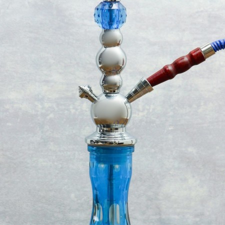 Hookah 72 cm, 1 pipe, blue, chrome mine-2