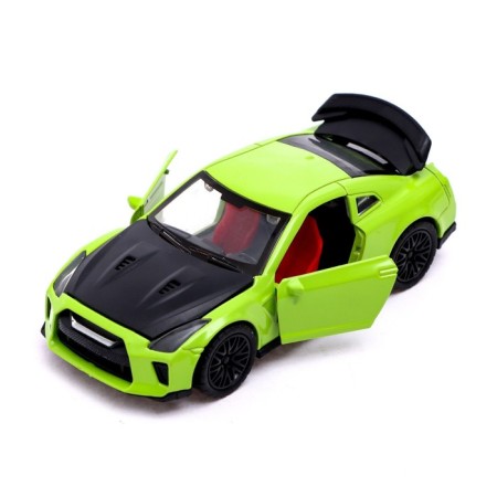 Metal machine "Sportser", inertia, doors, trunk, green color open-2