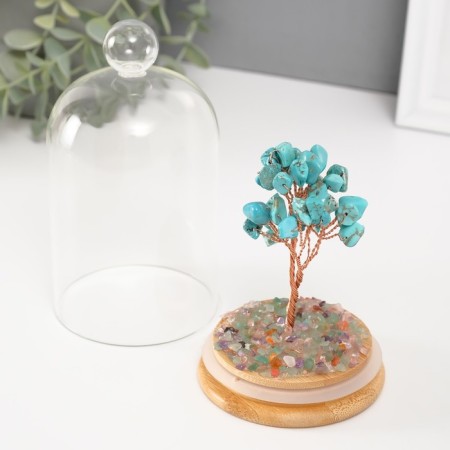 Souvenir "Cash tree in a flask with a handle" turquoise 36 stones 8.2x8.2x13 cm-3