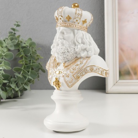 Souvenir Polystone "Bust. King" White with gold 9x14x22.5 cm-3