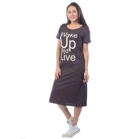 Women's dress Wake Up and Live, size 50, brown color-1