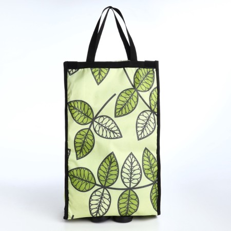 Folding bag on Velcro, 2 wheels, green color-1