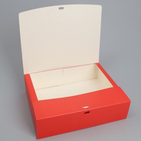 Happy New Year folding box, embossing, red, 31 x 24.5 x 9 cm, new year-4