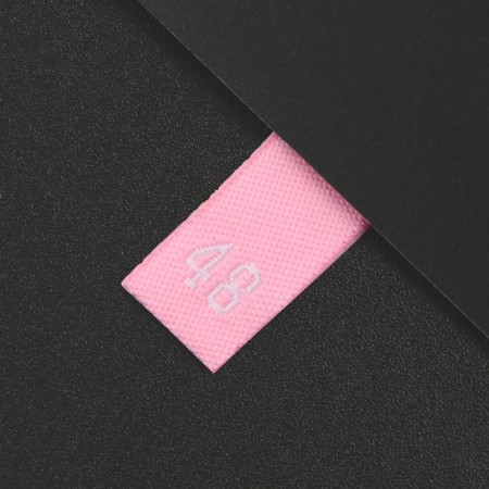 Textile strip "48", 4.6 x 1.1 cm, pink color