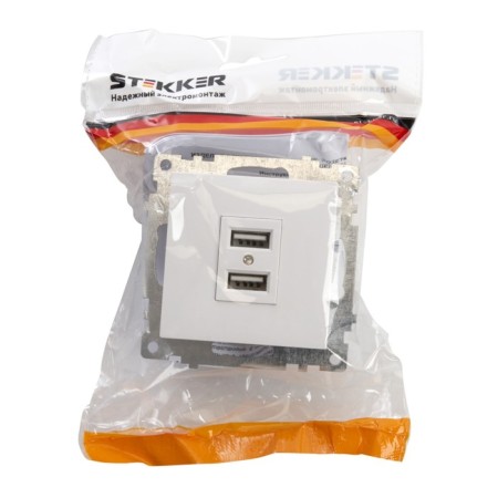 USB 2-seater (mechanism), Stekker GLS10-7115-01, 250B, 2.1A, Catherine, White-4