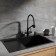 Kitchen sink "RMS" MRK-7851BL-R, mortise, right, thickness 3.0 and 1 mm, dispenser, graphite
