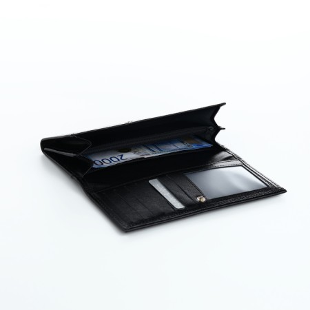 Women's wallet on the button, Textura, black color-3