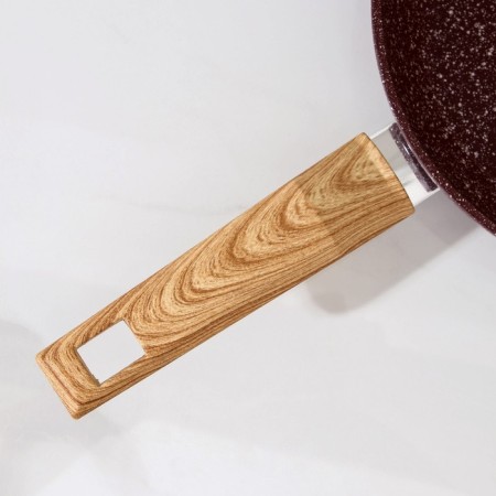 Natural forged pan. Brown, D = 22 cm, Soft-Touch pen, anti-stick coating, induction, brown color-2