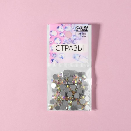 Rhinestones "truncated cone", with holography, glass, d = 4.8 mm, 100 pcs, silver color-3