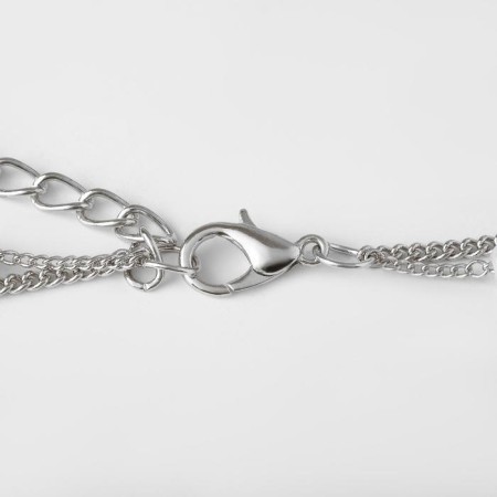 The necklace with pearls "chain" is small beads, white color in silver, 50cm-1