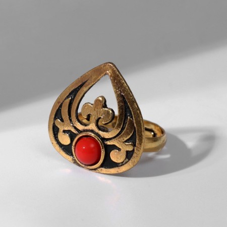 Ring "Ethnic" drop, red color in black gold, dimensionless-5
