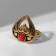 Ring "Ethnic" drop, red color in black gold, dimensionless