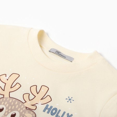New Year. Pajama nursery (longshit/pants), milk/gray color, height 122 cm-1