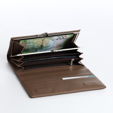 Women's wallet on a magnet, brown color-3