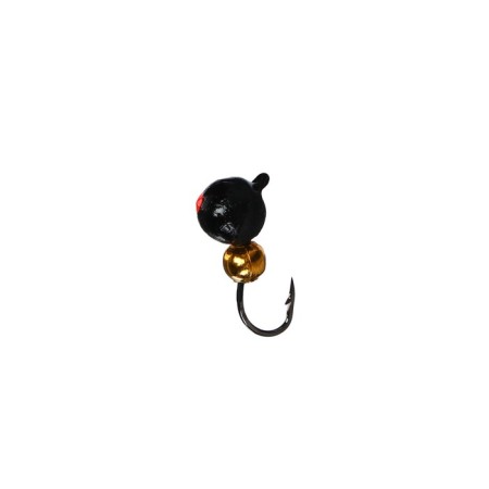 Mormyshka fraction black, red eye + ball gold, weight 1.15 g-1