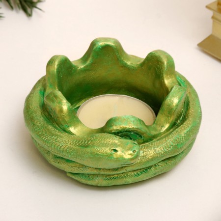 Sninker "Snake on the bowl" Green with gilding, 4x10cm-2