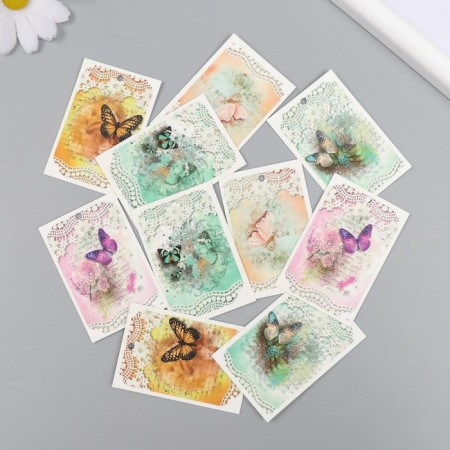 Cardboard "Butterfly vintage" set 10 pcs (5 types) 4x6 cm-1