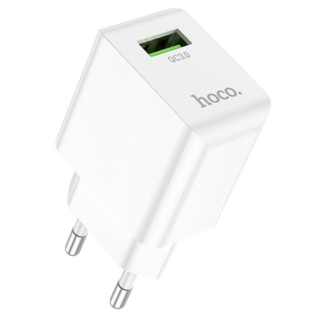 Network charger Hoco C98a, 1 USB, 18 W, Qc, White
