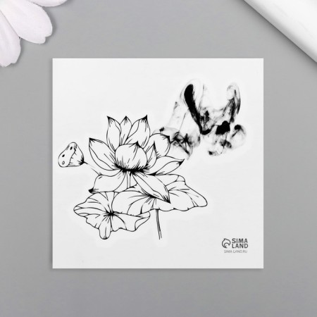 Black body tattoo “Black. Lotuses” 6x6 cm-3