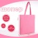 Shoper bag without fastening, from textiles, pink color