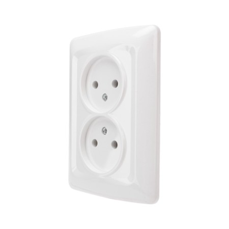 Kranz double outlet without grounding, hidden, installation, 10a, white KR-78-0217-3
