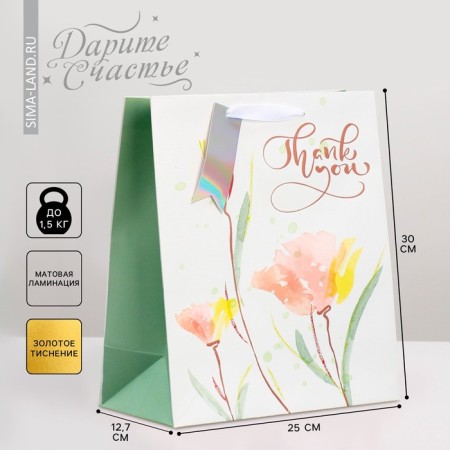 Gift package laminated, packaging, “Thank you”, 25.4 x 30.5 x 12.7 cm