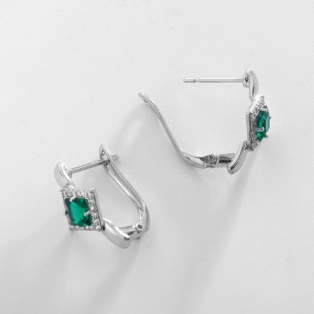 Earrings with rhinestones xuping paradise, green color in silver-1