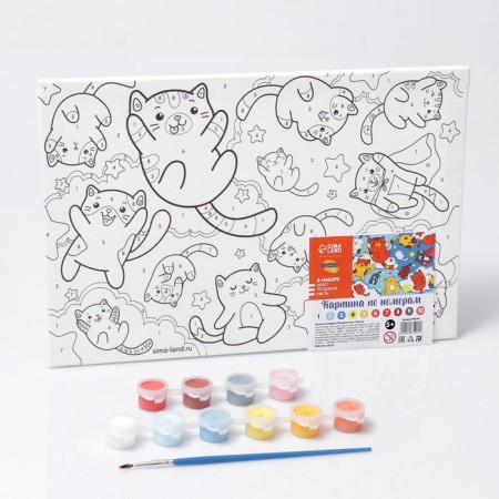 Picture on numbers for children "Soaring kittens", 20 x 30 cm-2