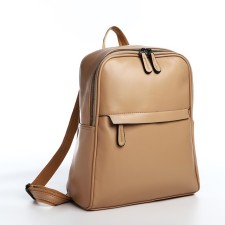 Women's backpack made of artificial leather with lightning, 1 pocket, beige color
