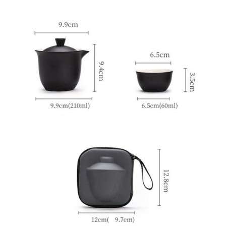 A set for a tea ceremony of 5 items per 3 persons: a cup of 60 ml, a kettle 210 ml-1