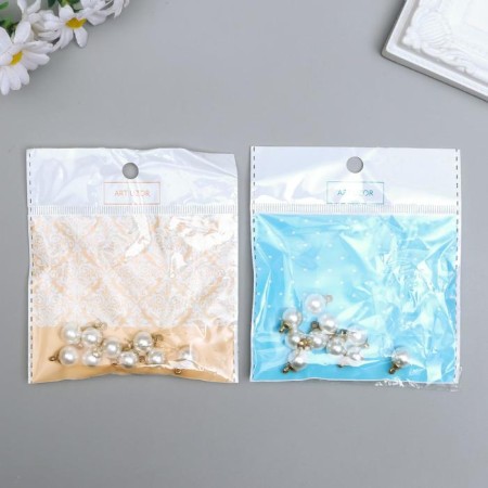 Decor for creativity Plastic "Pearls with a loop-mole" set 10 pcs 1x1x1 cm-2