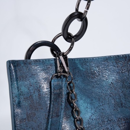 Luggage bag, external pocket, long belt, emerald color-5
