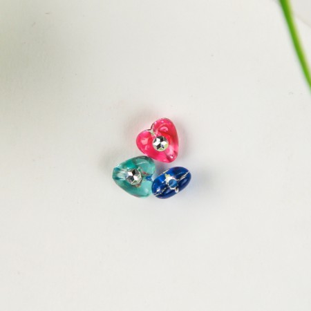 A set of beads for creativity Plastic "Hearts with Strabs" 20 grams 0.7x0.7 cm-1