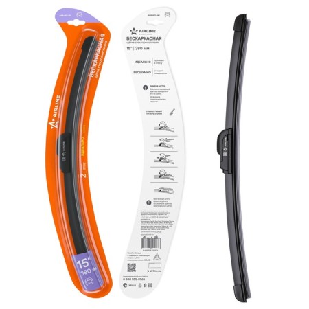 AIRLINE glass wiper brush 15 "/ 380 mm is frameless, hook