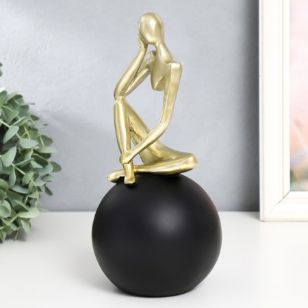 Souvenir Polystone "Abstraction. Man on the ball. Thoughts" Gold with black 10.5x10.5x25.5 cm-2