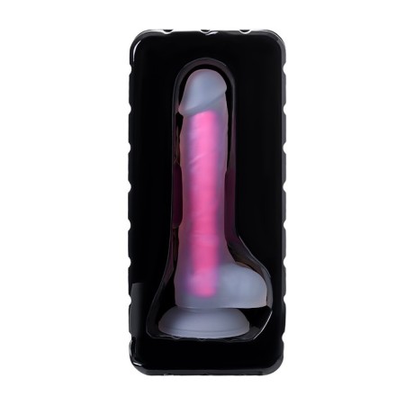 Phalloimitator, glowing in the dark, silicone, transparent pink, 18 cm-6