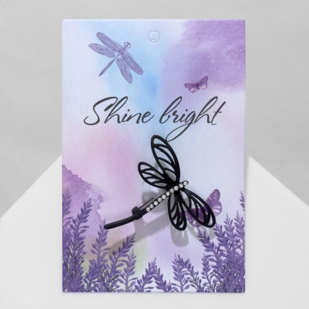 Brooch "Dragonfly" Dark, black and white color in ferrous metal-2