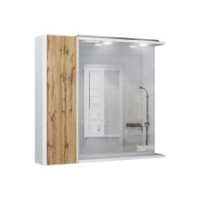 Mirror cabinet for bathroom dominoes UNO 80, oak woth, backlight, left