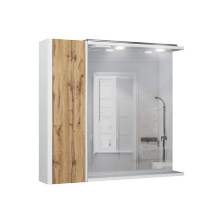Mirror cabinet for bathroom dominoes UNO 80, oak woth, backlight, left