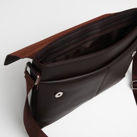 Male Business Bag, Textura, 2 external pockets, brown color-6