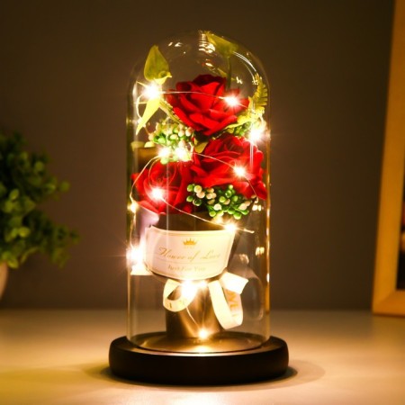 Nightnik Sobe "Bouquet of Red Roses" LED from batteries 3haaa 11x11x22 cm Risalux-2
