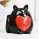 Piggy bank "Round Cat with Heart" Black, 14cm