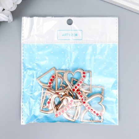 Decor for creativity plastic buckle "curved heart" set of 6 pcs 3x4.5 cm-3