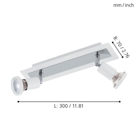Sarria lamp, 2x5W Gu10, 3000k, 800lm, white color, chrome-3